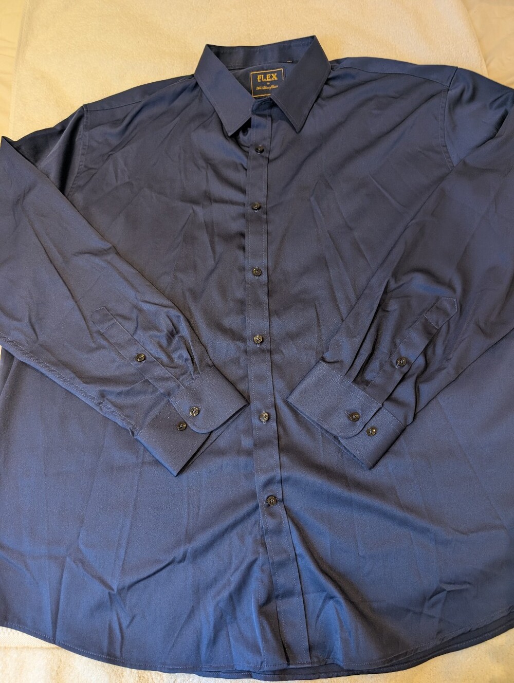 FLEX Mens Luxury Collection Dress Shirt 3XL Dark Navy Blue Button Down Big Tall